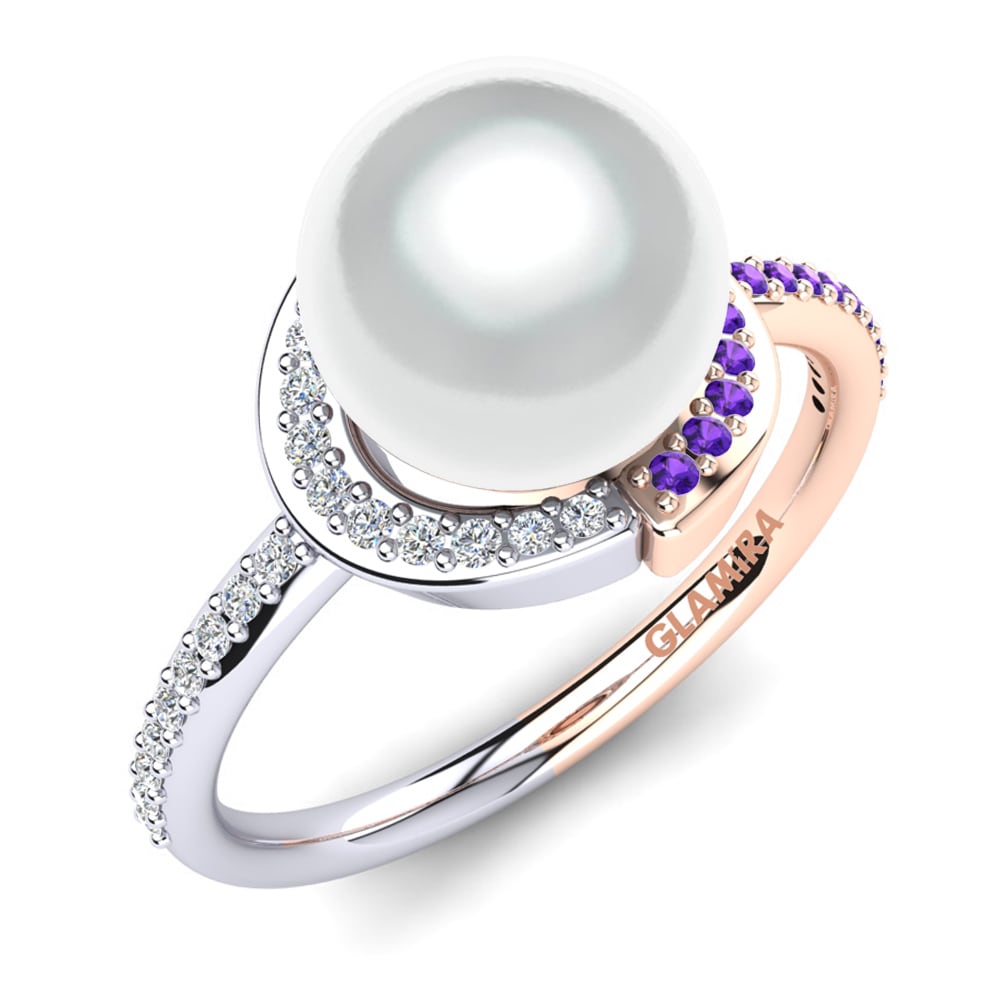 9ct Rose & White Gold Amethyst Ring Karmarie Ø8 mm