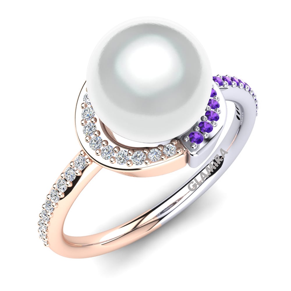 9ct White & Rose Gold Amethyst Ring Karmarie Ø8 mm