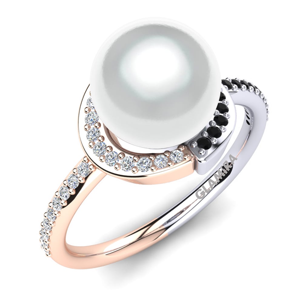 14k White & Rose Gold Black Onyx Ring Karmarie Ø8 mm