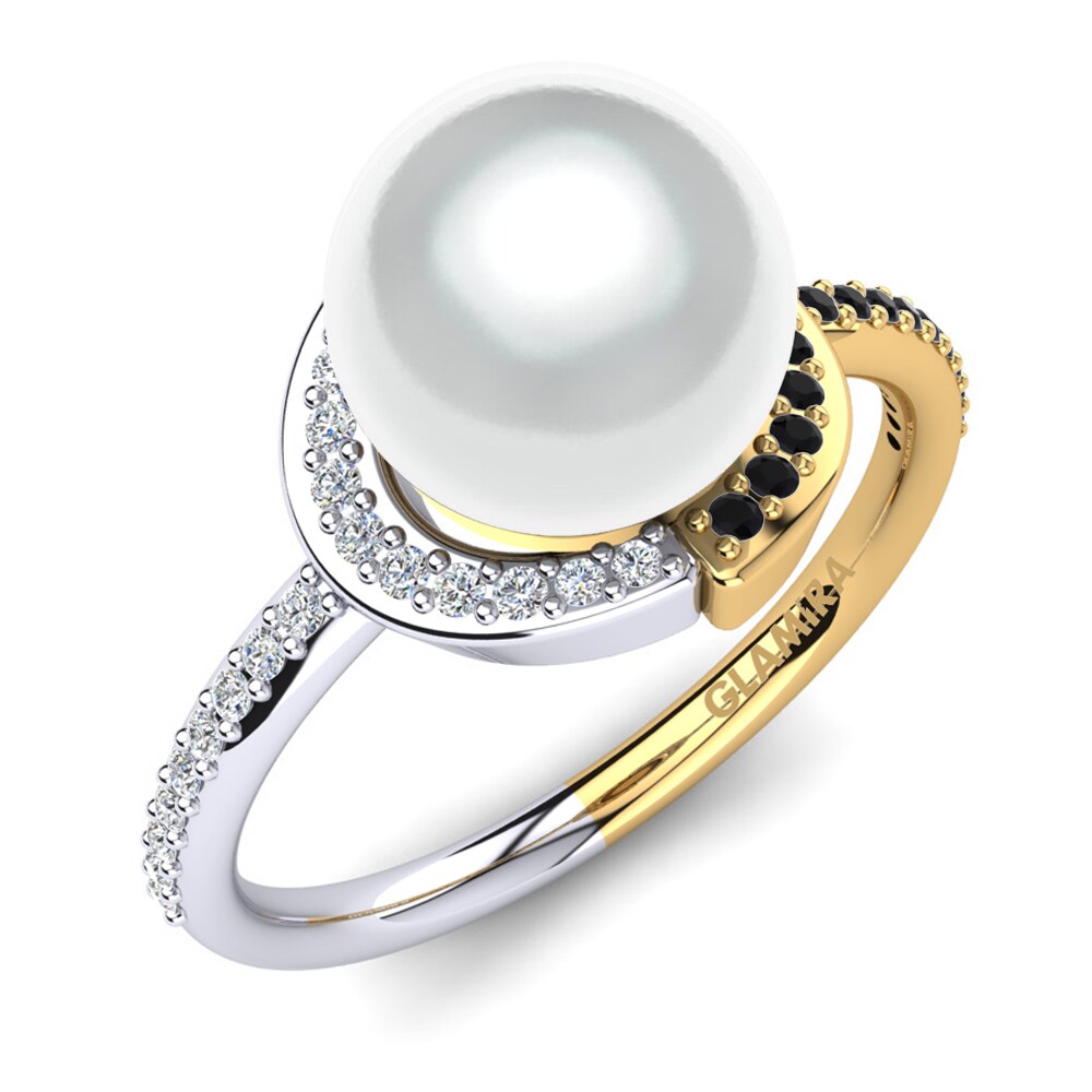14ct Yellow & White Gold Black Onyx Ring Karmarie Ø8 mm