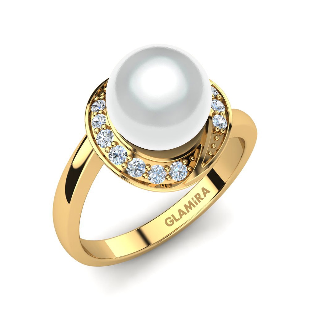 14k Yellow Gold Moissanite Ring Ornello Ø8 mm