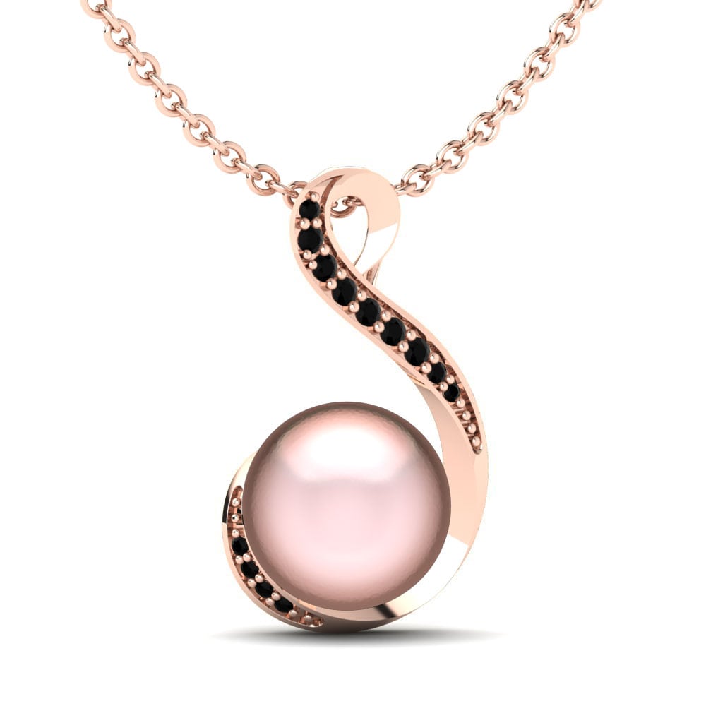 9ct Rose Gold Black Diamond Women's Pendant Elvira Ø10 mm