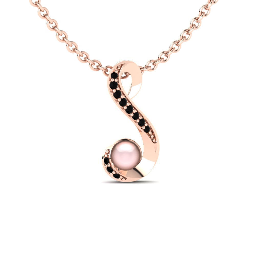 9ct Rose Gold Black Diamond Women's Pendant Elvira Ø4 mm