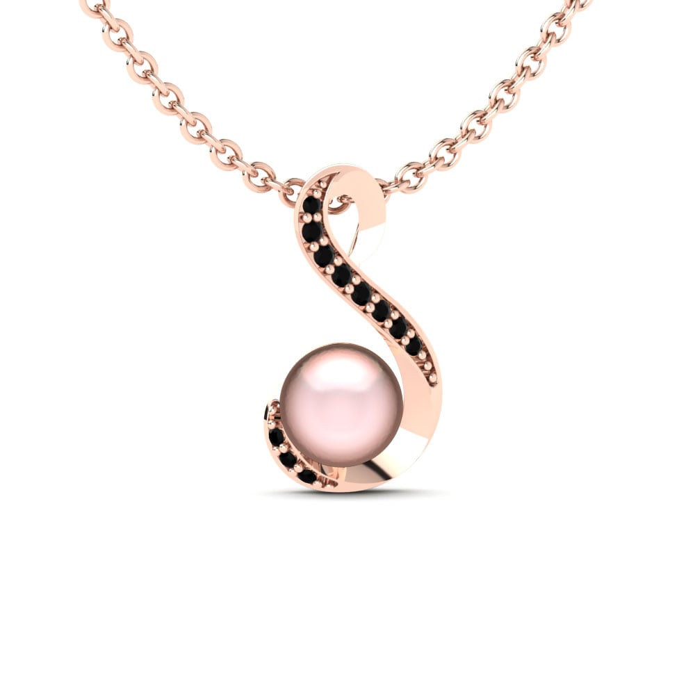 9ct Rose Gold Black Diamond Women's Pendant Elvira