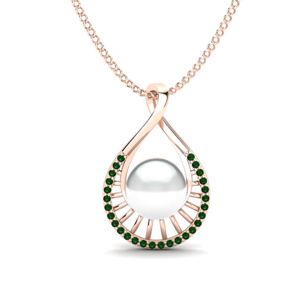 18ct Rose Gold Emerald Women's Pendant Lowanna Ø10 mm