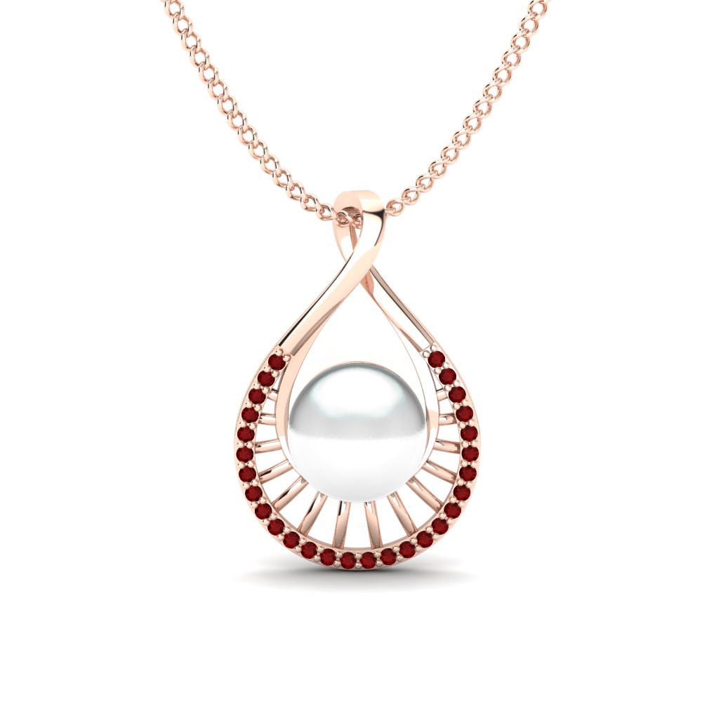 18ct Rose Gold Ruby Women's Pendant Lowanna Ø10 mm