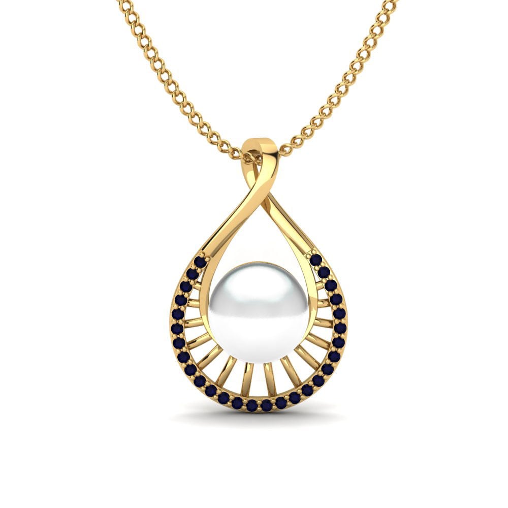 9ct Yellow Gold Sapphire Women's Pendant Lowanna Ø10 mm