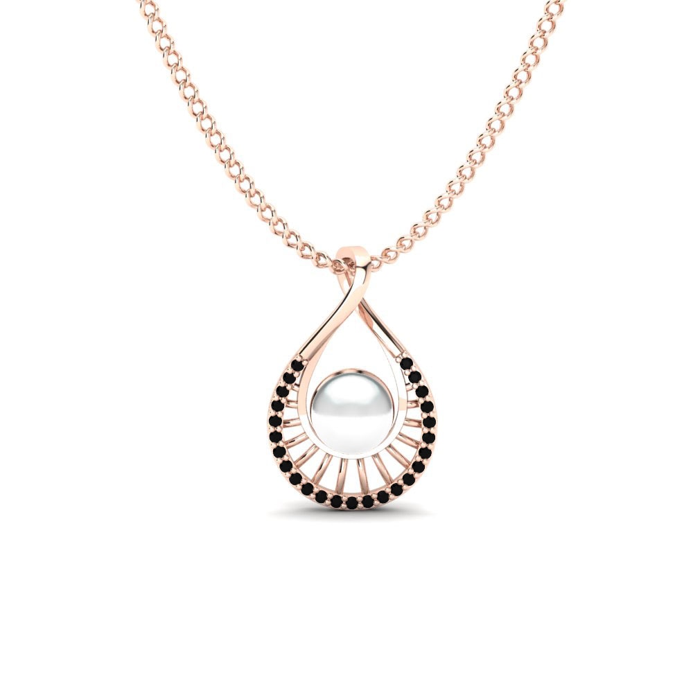 9ct Rose Gold Black Diamond Women's Pendant Lowanna Ø6 mm