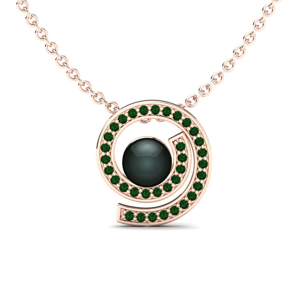18ct Rose Gold Emerald Women's Pendant Tropic