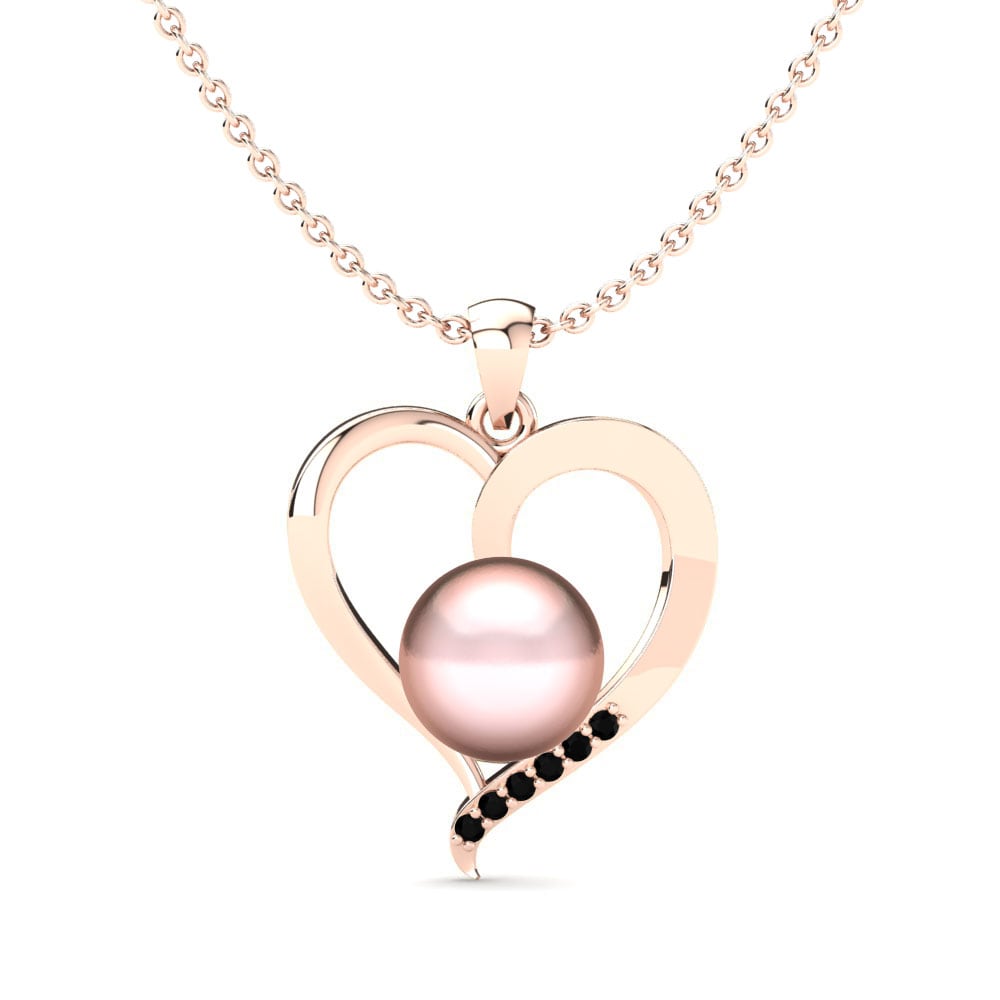 9ct Rose Gold Black Diamond Women's Pendant Jamais Ø10 mm