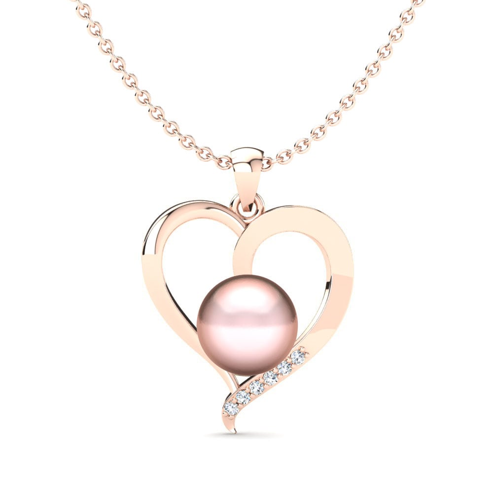 9ct Rose Gold Diamond Women's Pendant Jamais Ø10 mm