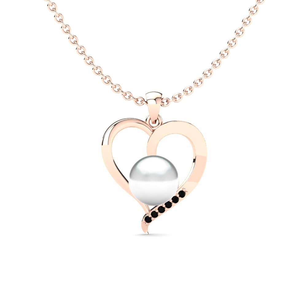 9ct Rose Gold Black Diamond Women's Pendant Jamais Ø8 mm