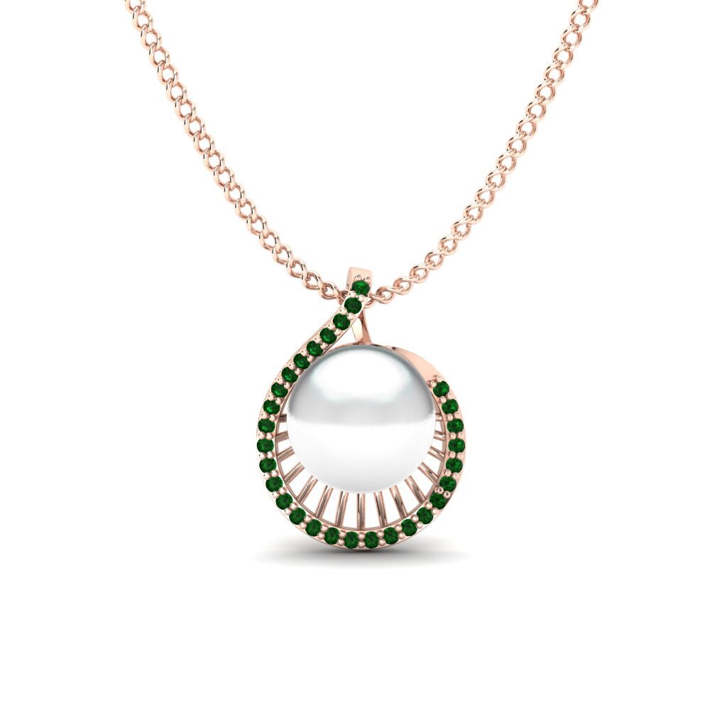 18ct Rose Gold Emerald Women's Pendant Ruperta Ø10 mm