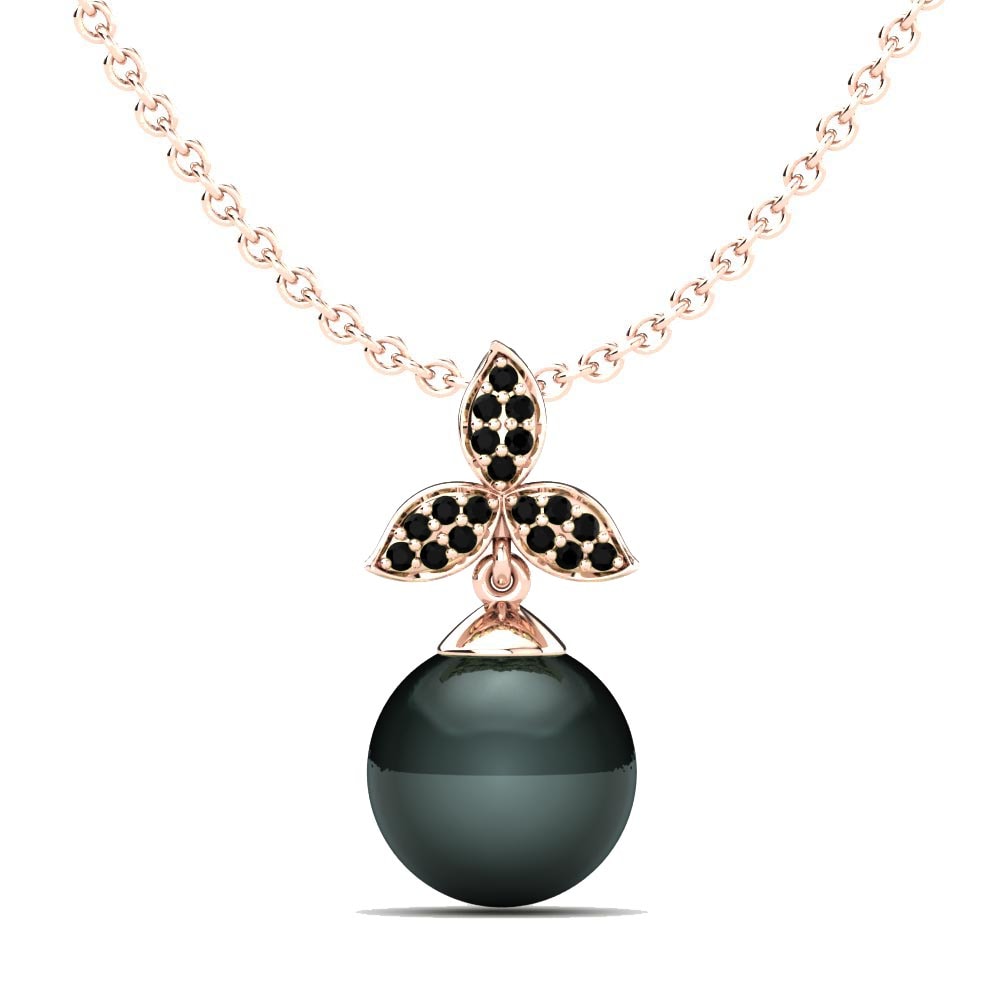 9ct Rose Gold Black Diamond Women's Pendant Allida Ø10 mm