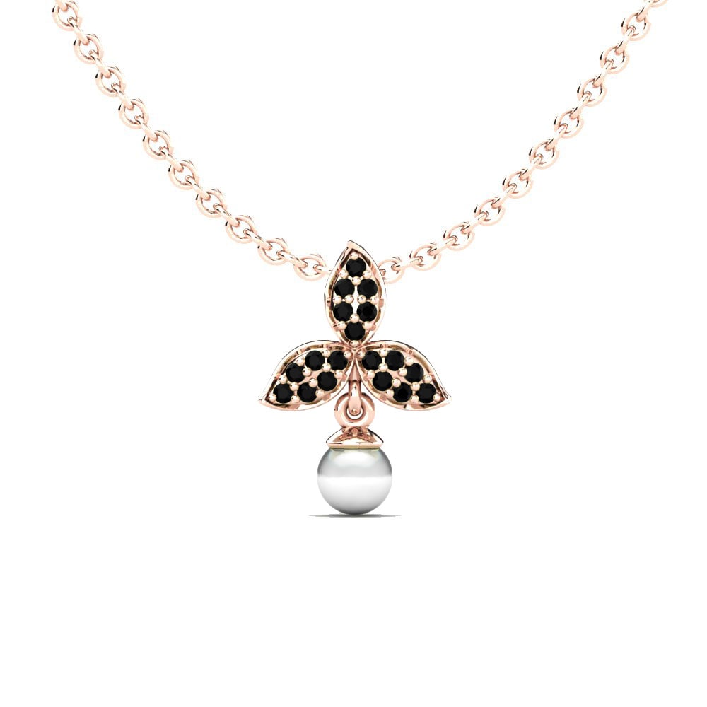 9ct Rose Gold Black Diamond Women's Pendant Allida Ø4 mm