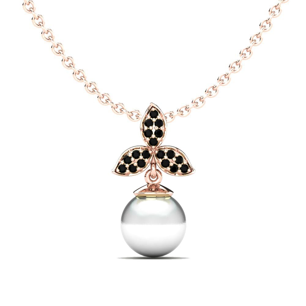 9ct Rose Gold Black Diamond Women's Pendant Allida Ø8 mm