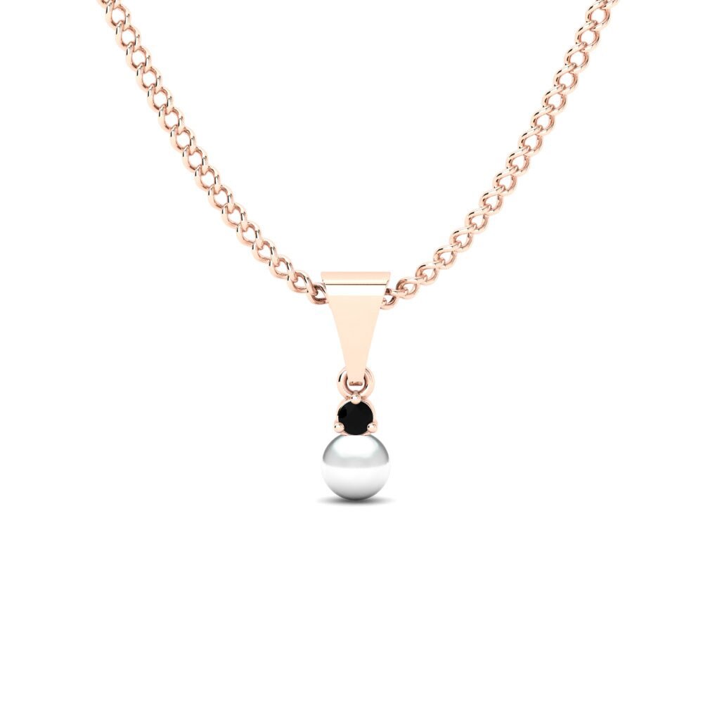 Rotgold 375 Schwarzer Onyx Damen anhänger Pearly Ø4 mm