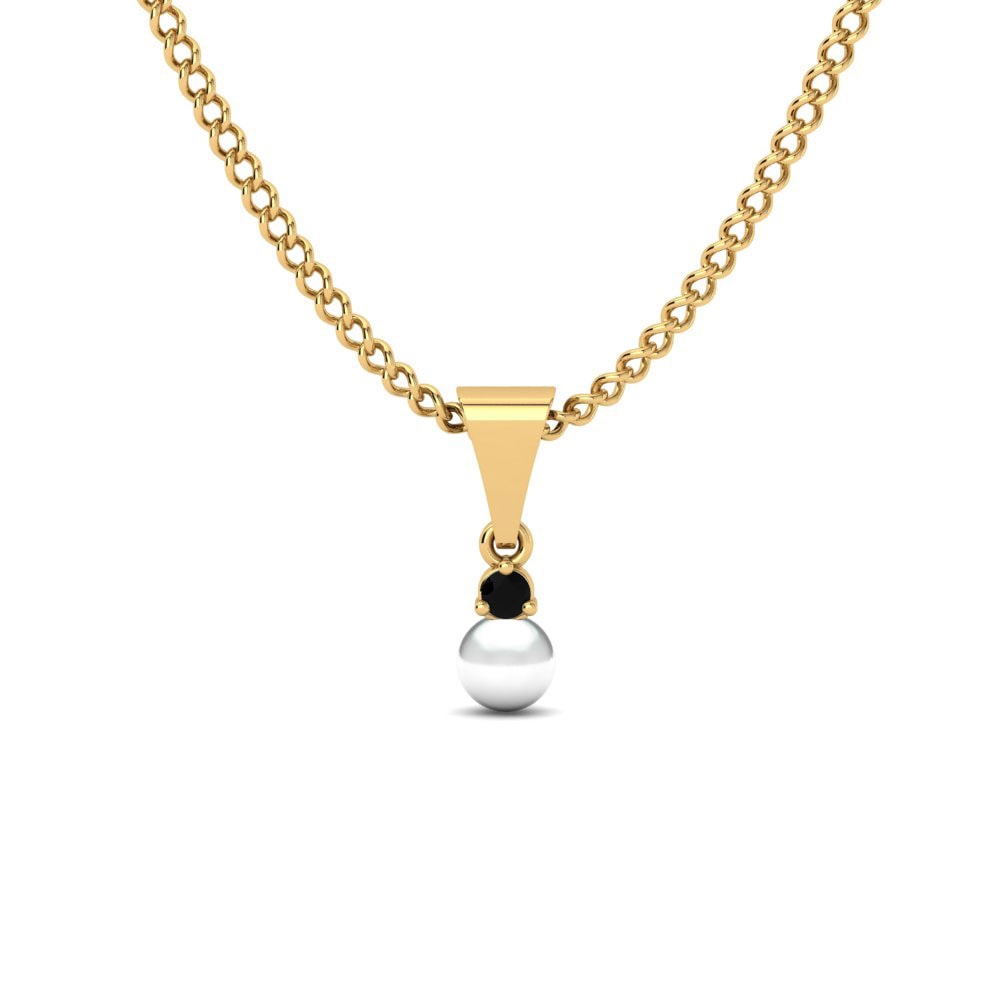 Gelbgold 375 Schwarzer Onyx Damen anhänger Pearly Ø4 mm