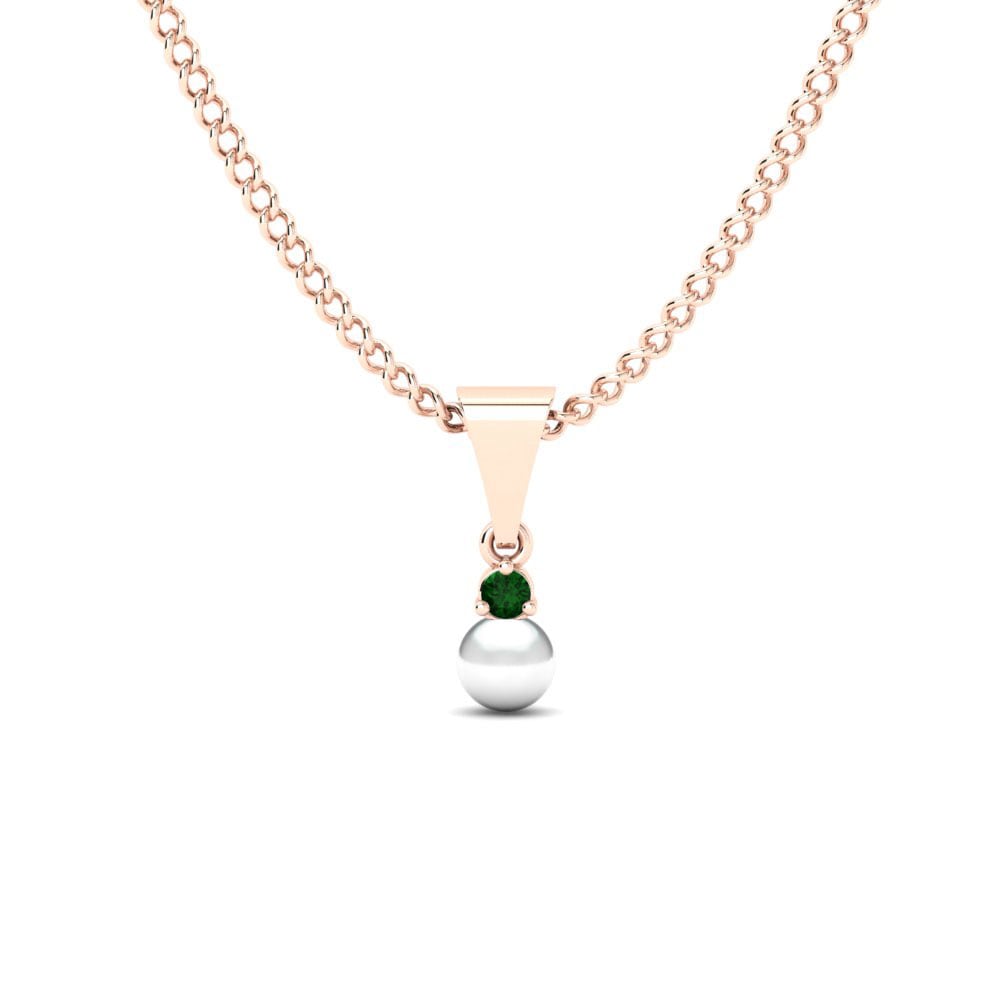 Rotgold 585 Grüner Zirkonia Damen anhänger Pearly Ø4 mm