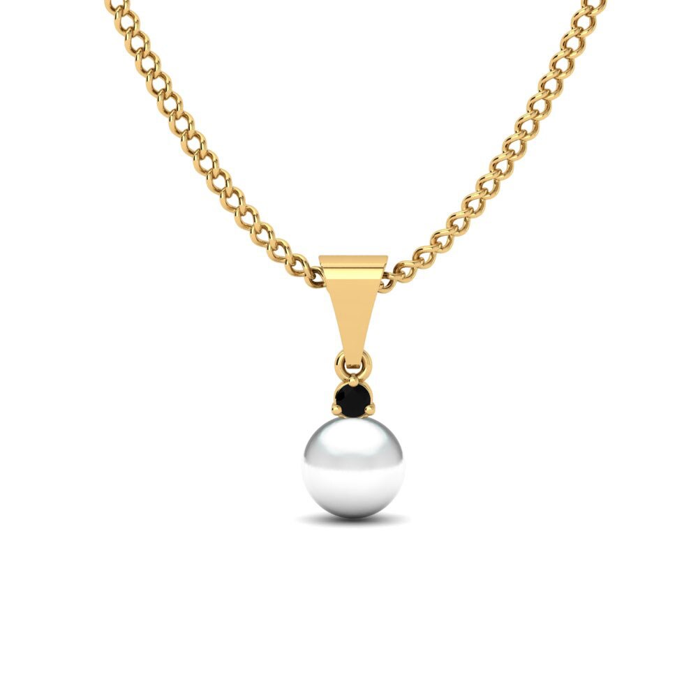 Gelbgold 375 Schwarzer Onyx Damen anhänger Pearly
