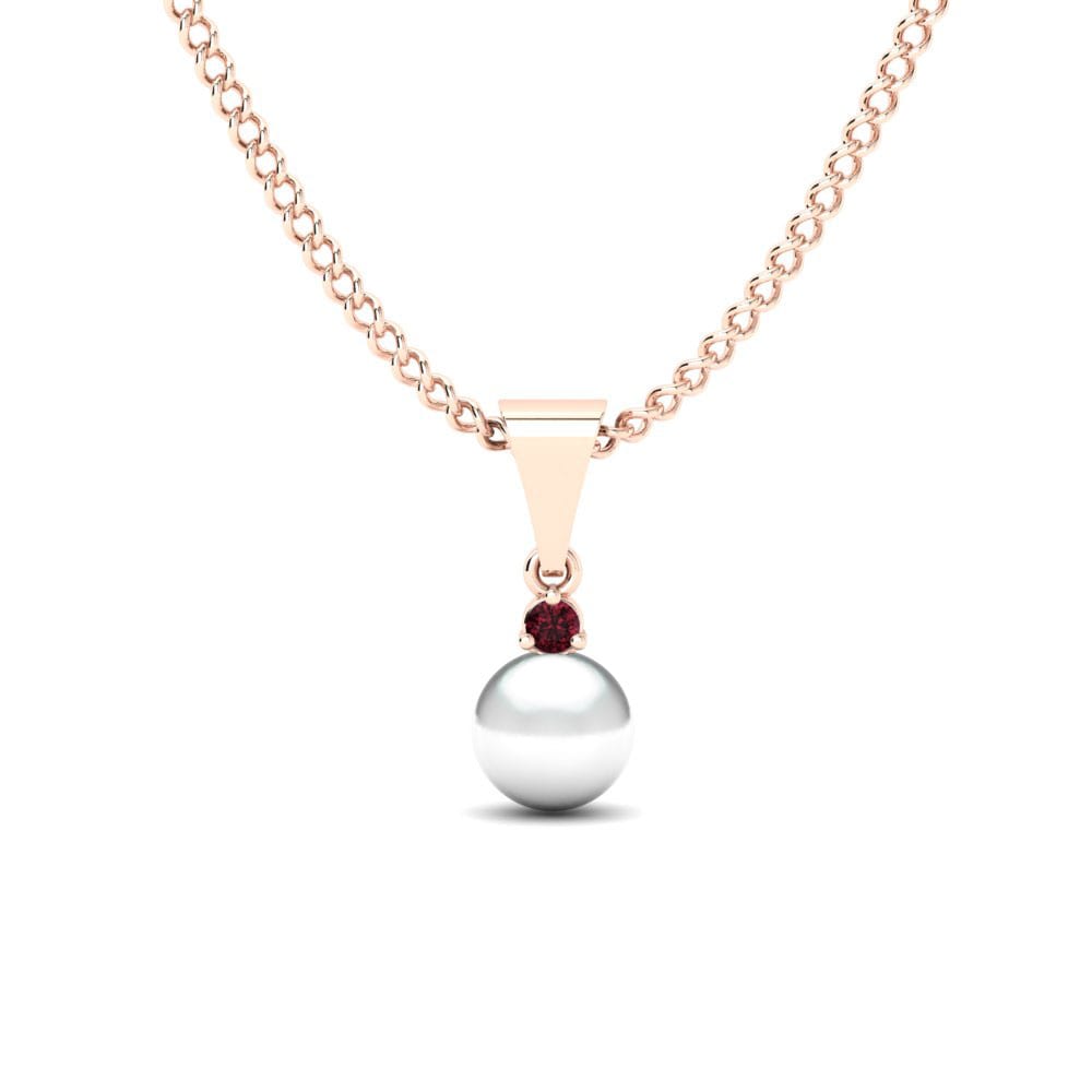 14ct Rose Gold Garnet Women's Pendant Pearly