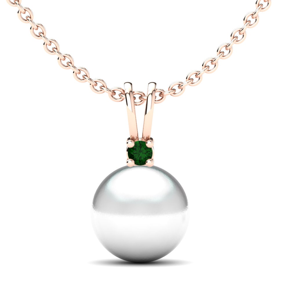 18ct Rose Gold Emerald Women's Pendant Paiva Ø10 mm