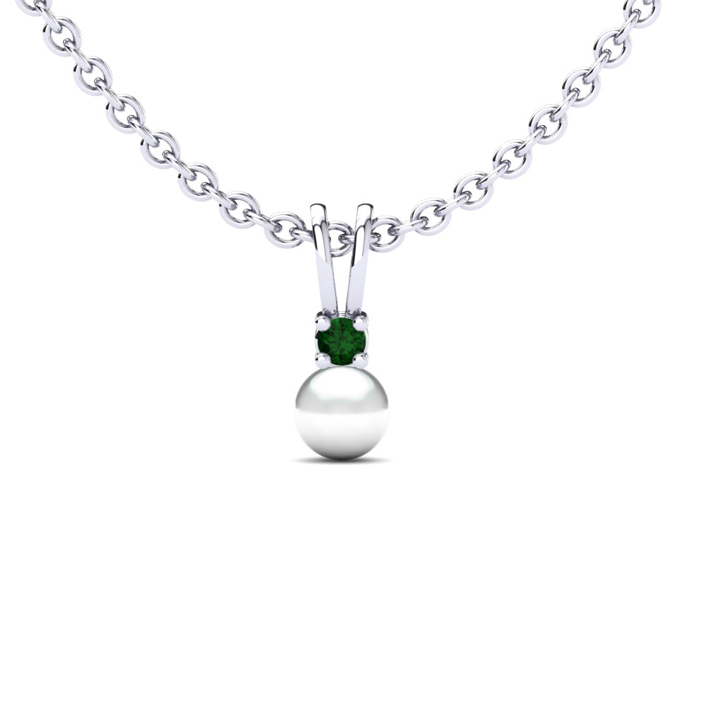 950 Palladium Grüner Zirkonia Damen anhänger Paiva