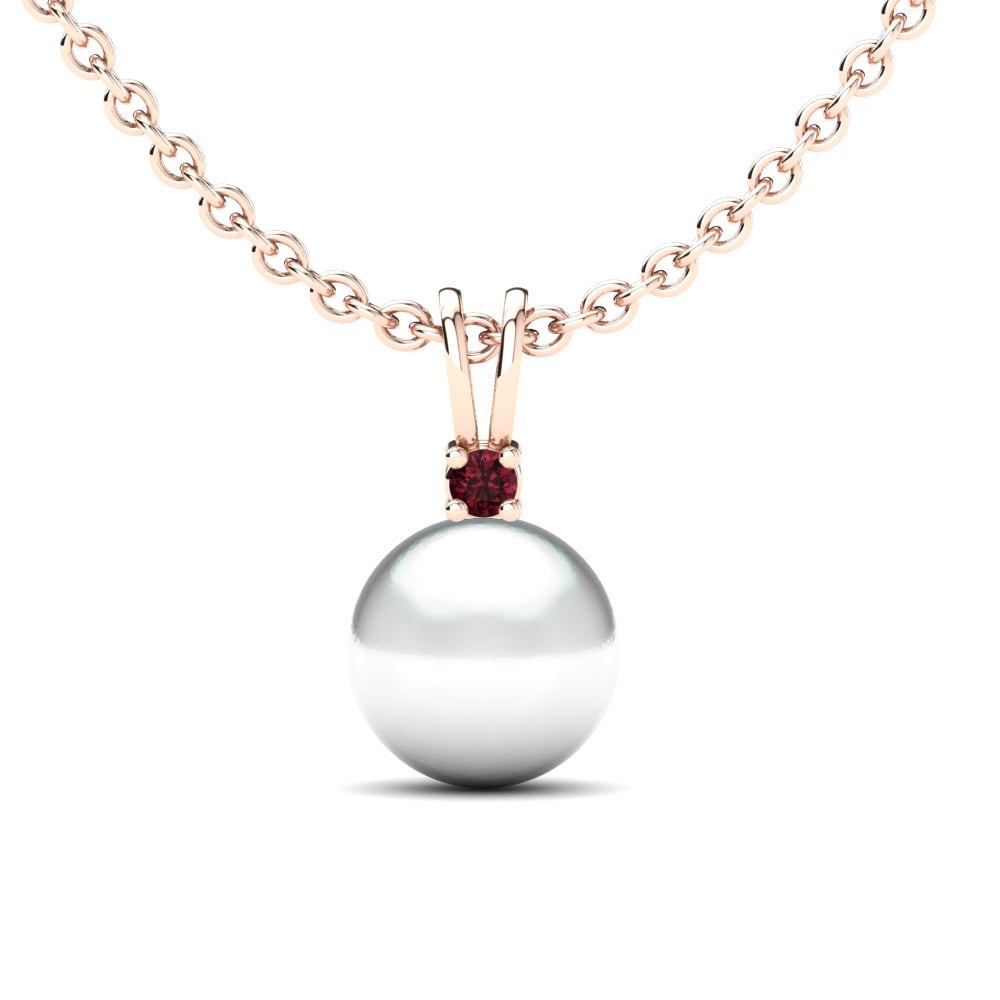 14ct Rose Gold Garnet Women's Pendant Paiva Ø8 mm