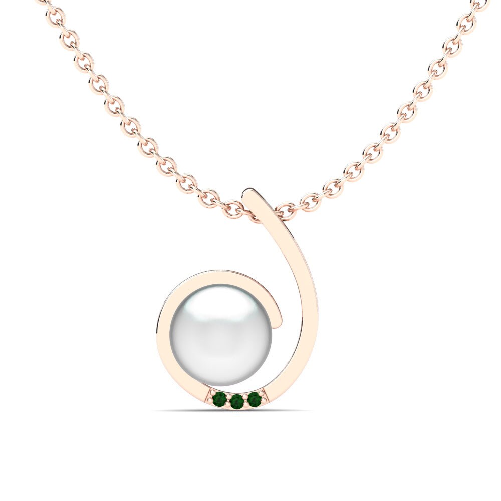 18ct Rose Gold Emerald Women's Pendant Radiance Ø8 mm