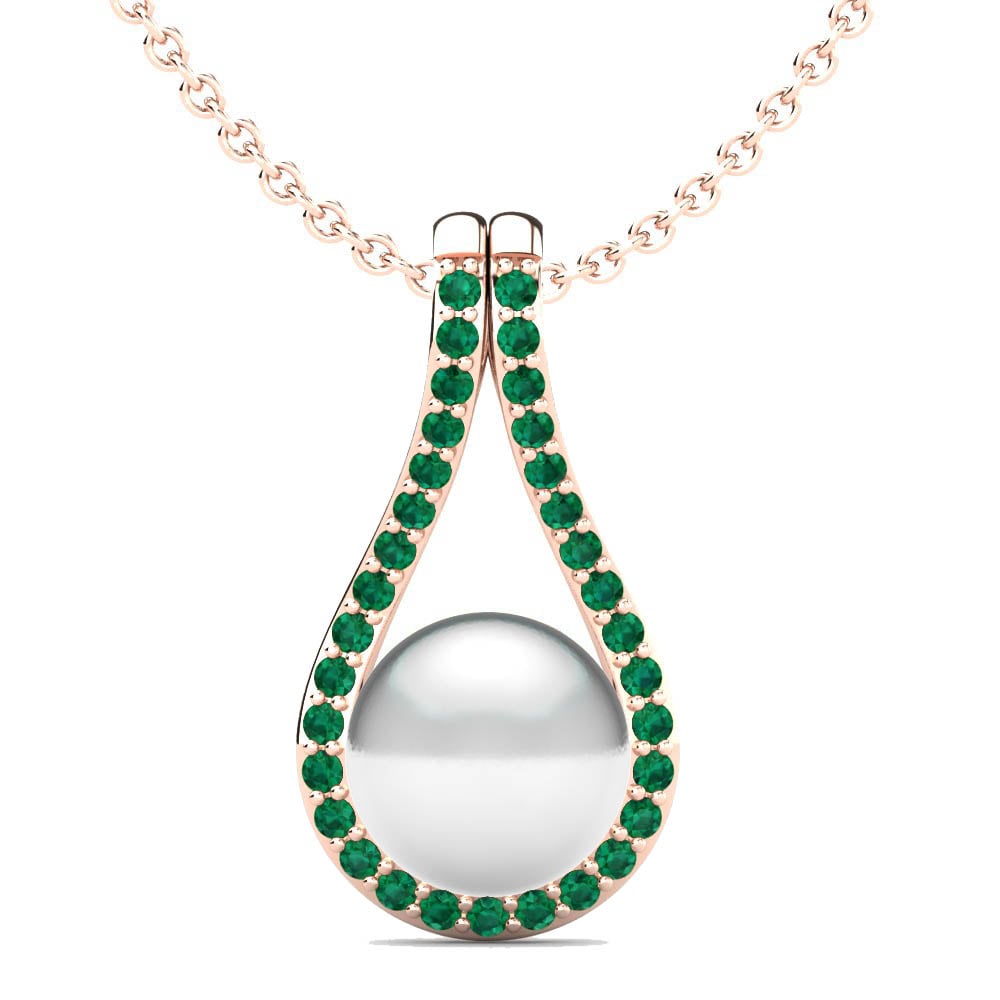 18ct Rose Gold Emerald Women's Pendant Derius Ø10 mm