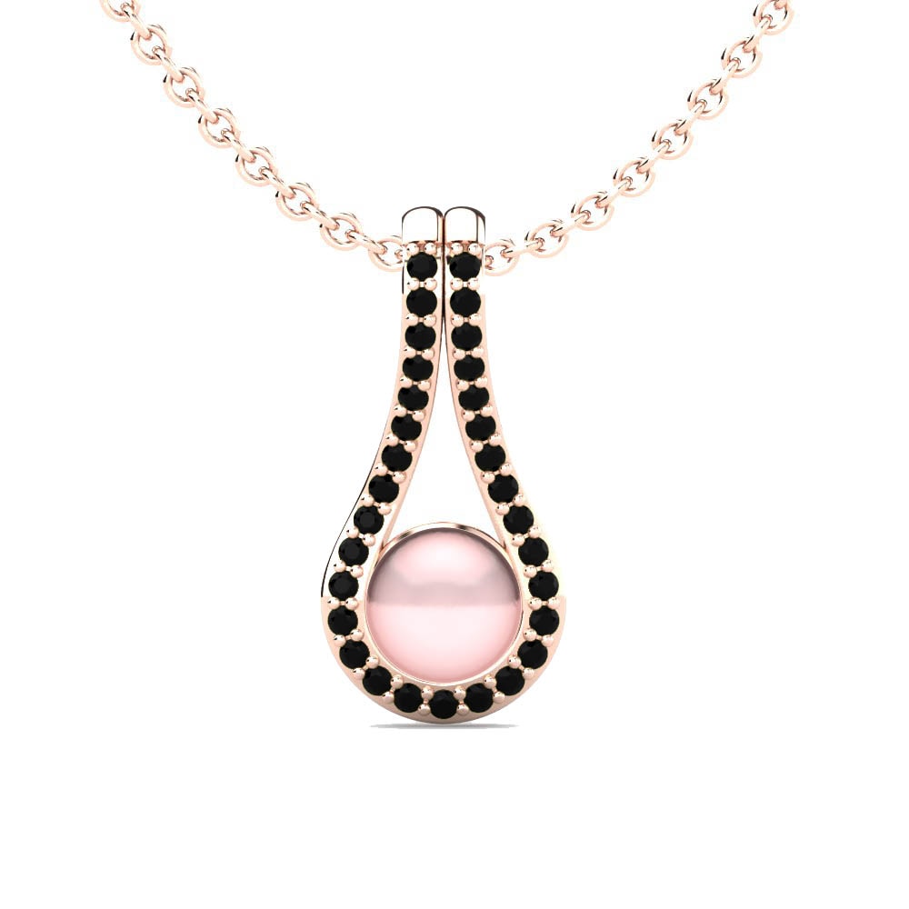 9ct Rose Gold Black Diamond Women's Pendant Derius