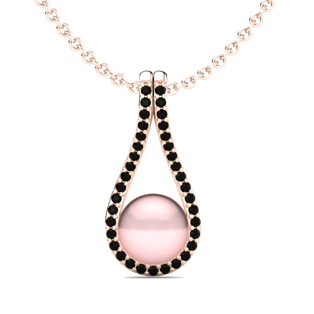 9ct Rose Gold Black Diamond Women's Pendant Derius Ø8 mm