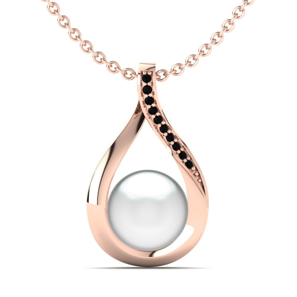 9ct Rose Gold Black Diamond Women's Pendant Loyal Ø10 mm