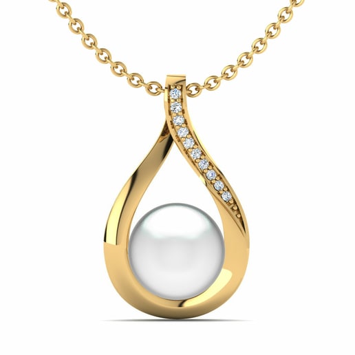 Colgante Loyal Ø10 mm Oro Amarillo 585 & Diamante & Perla blanca