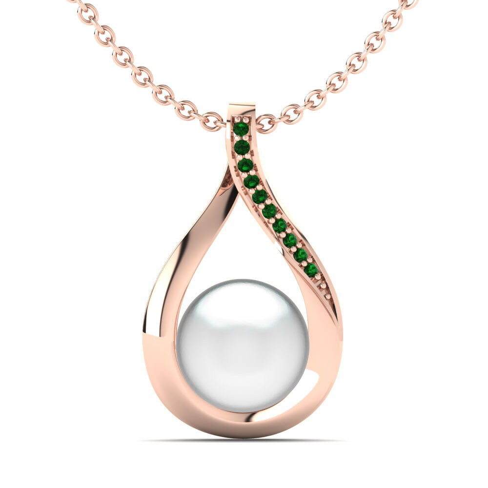 18ct Rose Gold Emerald Women's Pendant Loyal Ø10 mm