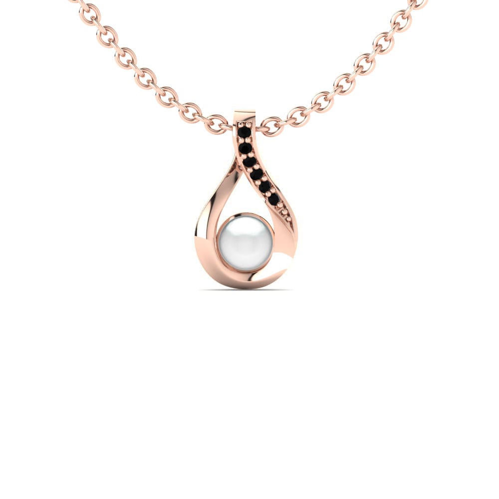 9ct Rose Gold Black Diamond Women's Pendant Loyal Ø4 mm