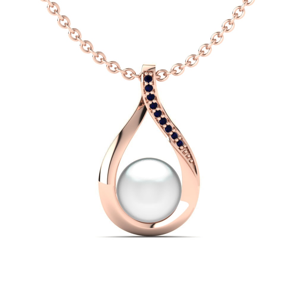9ct Rose Gold Sapphire Women's Pendant Loyal Ø8 mm