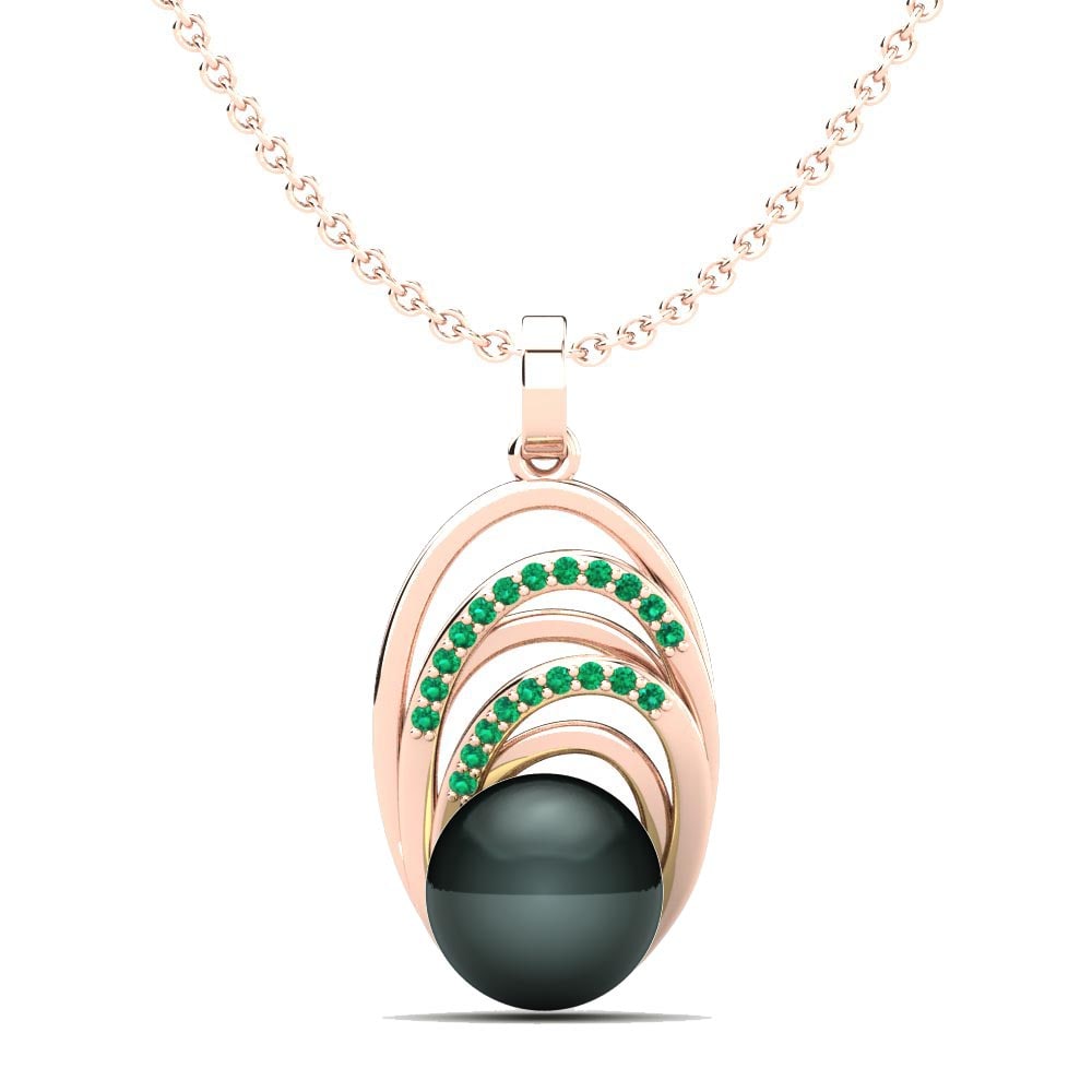 18ct Rose Gold Emerald Women's Pendant Milana Ø10 mm