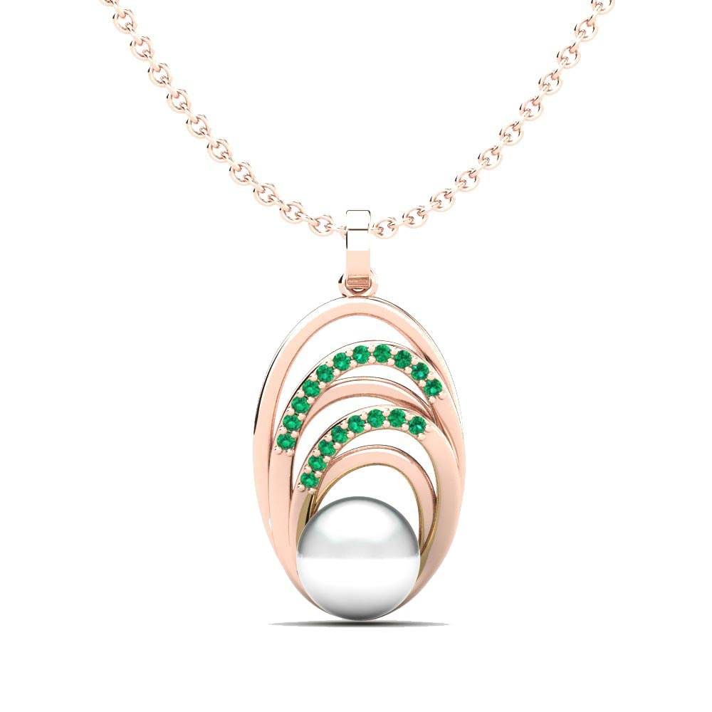 18ct Rose Gold Emerald Women's Pendant Milana Ø8 mm