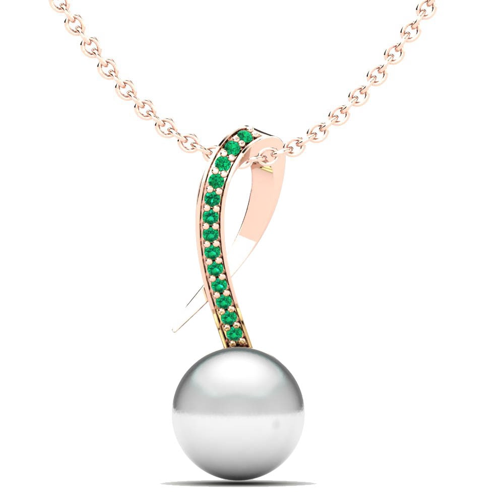 18ct Rose Gold Emerald Women's Pendant Queen Ø10 mm