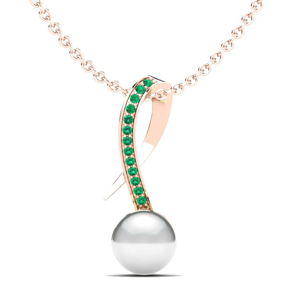 18ct Rose Gold Emerald Women's Pendant Queen Ø8 mm