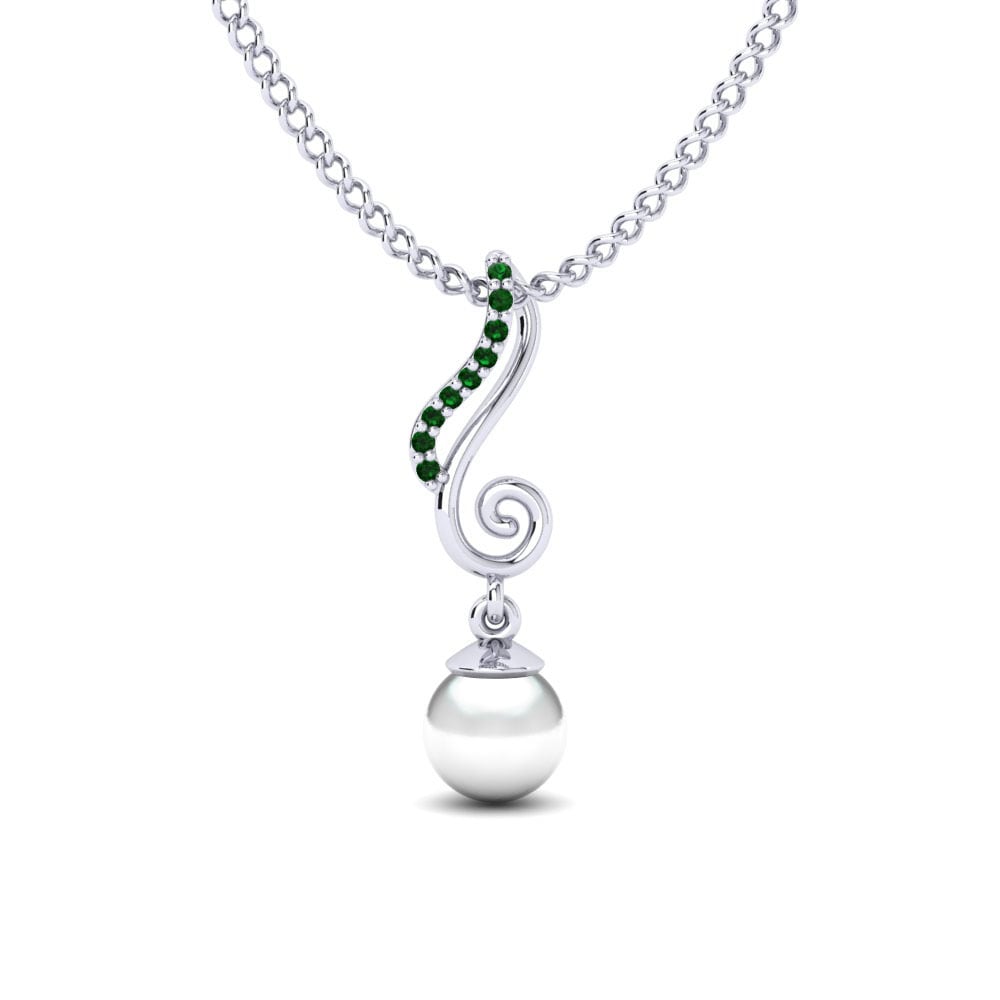 950 Palladium Grüner Zirkonia Damen anhänger Susy