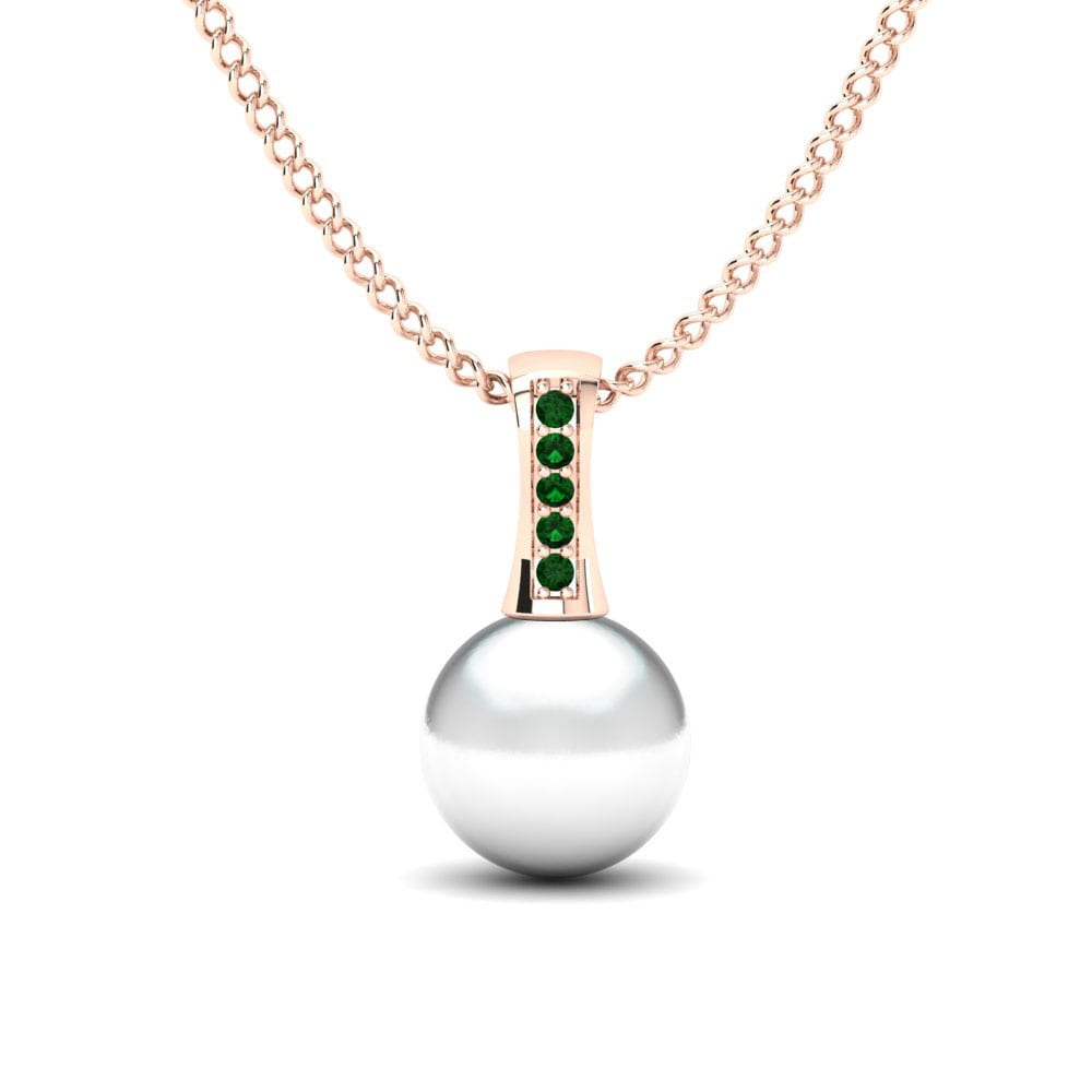 18ct Rose Gold Emerald Women's Pendant Trecia Ø10 mm