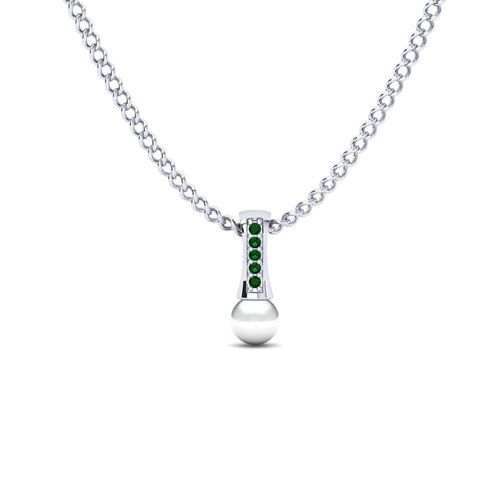 950 Palladium Grüner Zirkonia Damen anhänger Trecia Ø4 mm