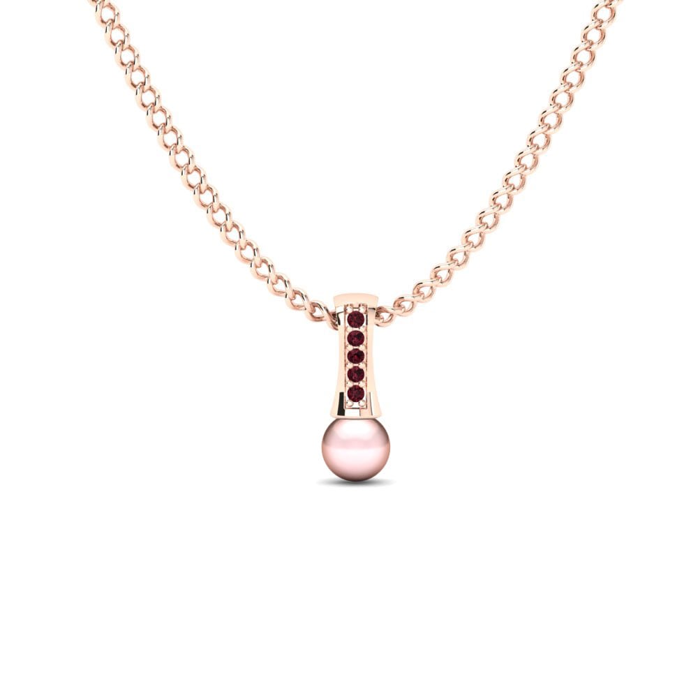14ct Rose Gold Garnet Women's Pendant Trecia Ø4 mm
