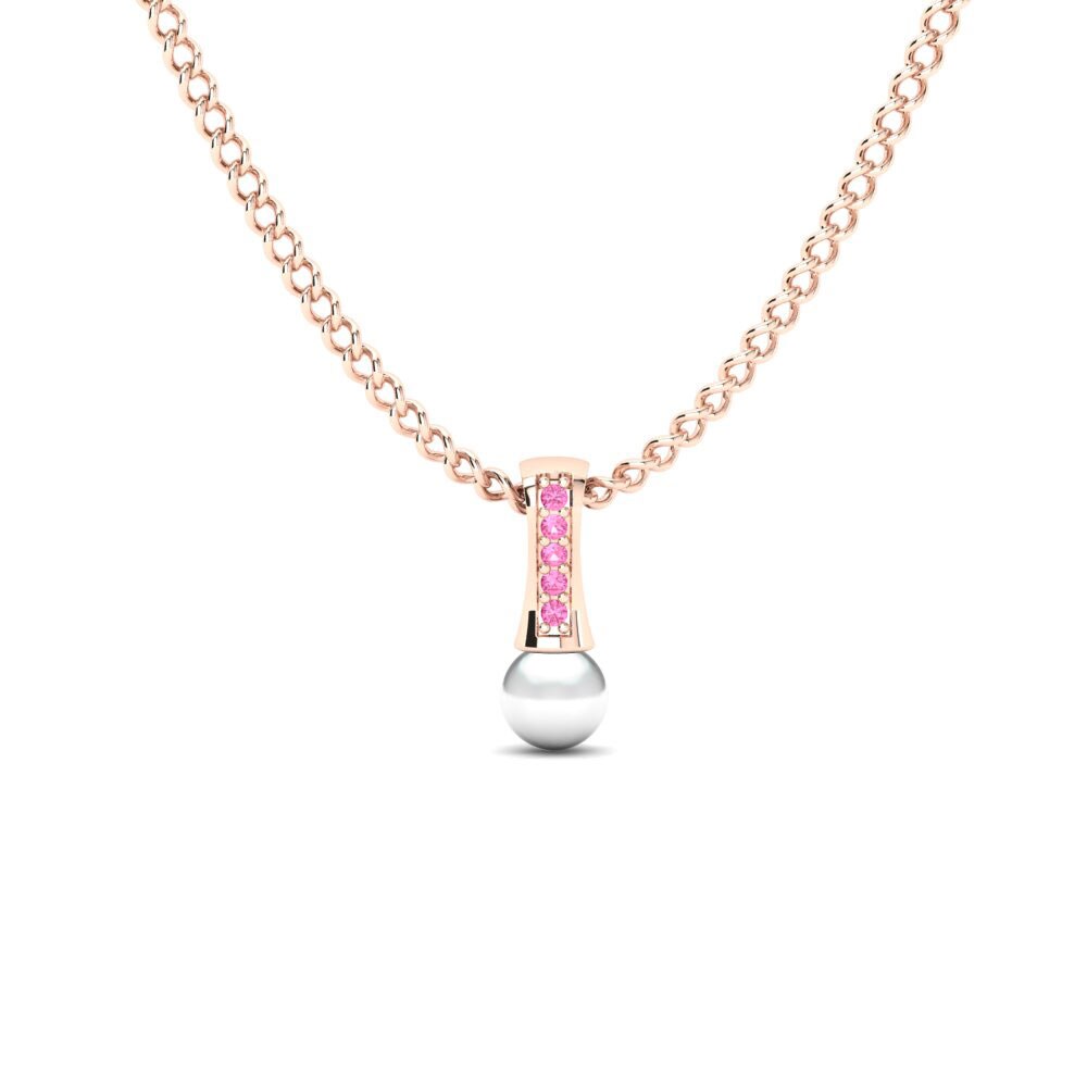 Rotgold 585 Rosa Turmalin Damen anhänger Trecia Ø4 mm
