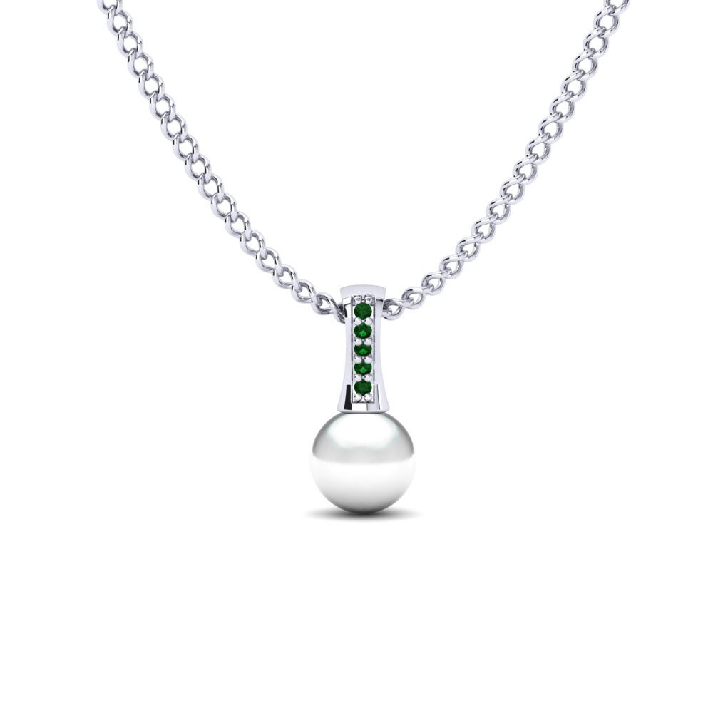 950 Palladium Grüner Zirkonia Damen anhänger Trecia