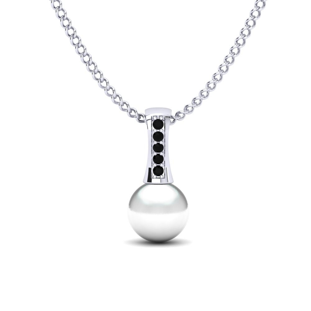 White Silver Black Diamond Women's Pendant Trecia Ø8 mm