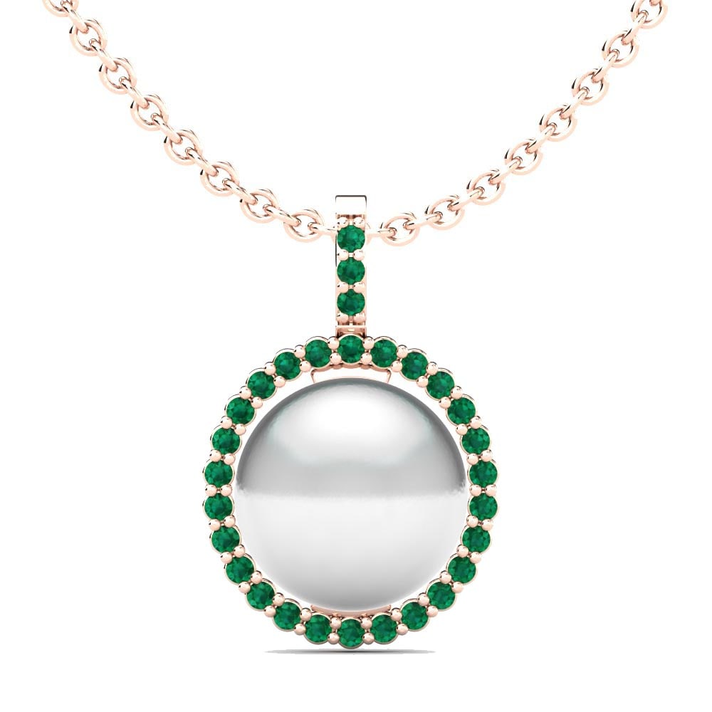 18ct Rose Gold Emerald Women's Pendant Vinny Ø10 mm