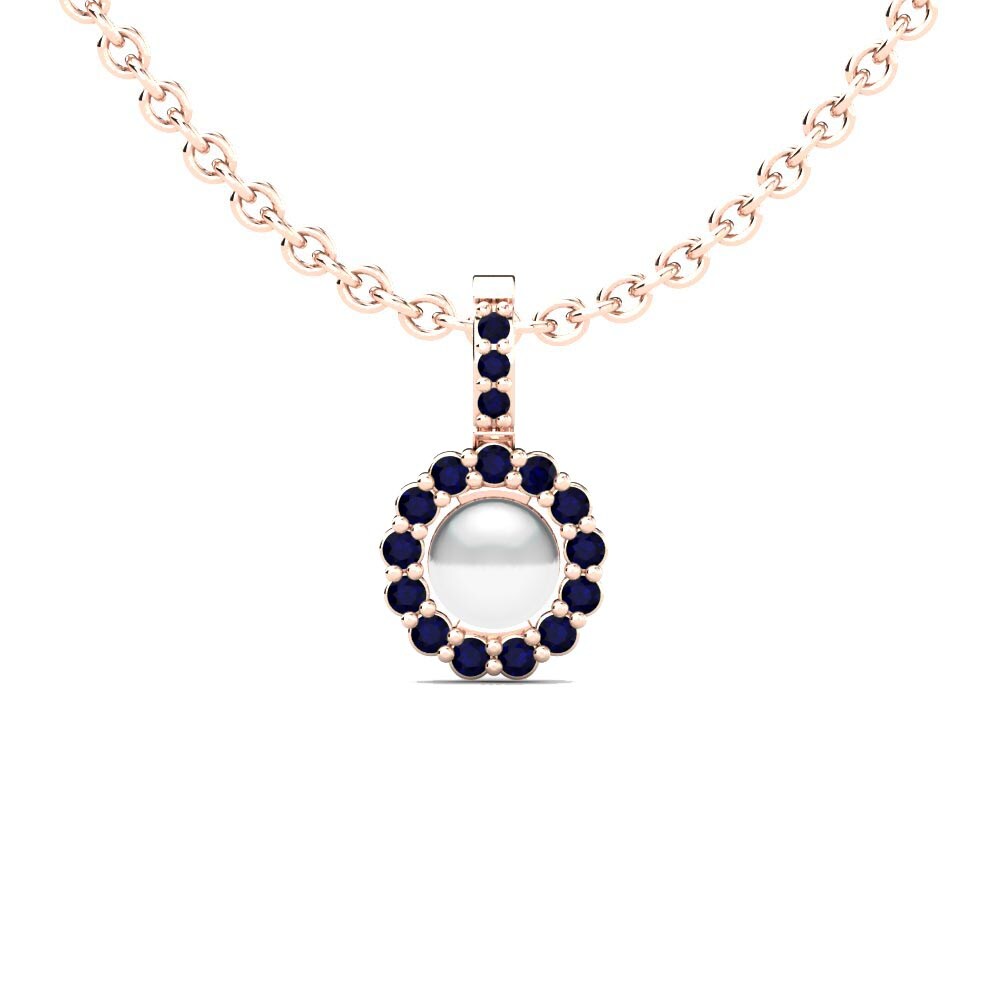 Rotgold 750 Dunkelblauer Zirkonia Damen anhänger Vinny